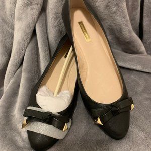 Leather trendy black and gold flat Valentino inspired - 11C or 11W (NEW!)